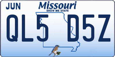 MO license plate QL5D5Z
