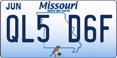 MO license plate QL5D6F