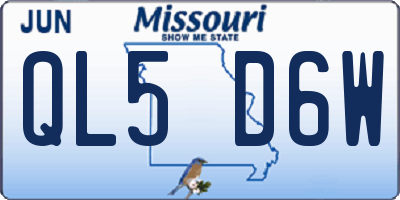 MO license plate QL5D6W