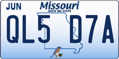 MO license plate QL5D7A