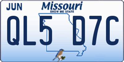 MO license plate QL5D7C