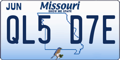MO license plate QL5D7E