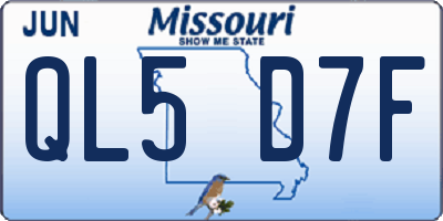 MO license plate QL5D7F