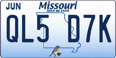 MO license plate QL5D7K