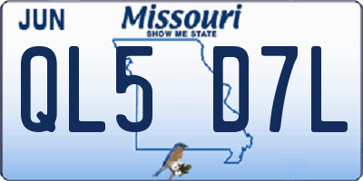 MO license plate QL5D7L