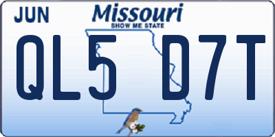 MO license plate QL5D7T