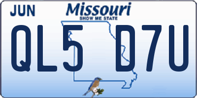 MO license plate QL5D7U