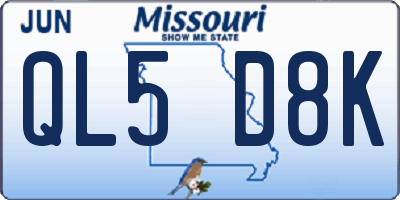 MO license plate QL5D8K