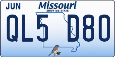 MO license plate QL5D8O
