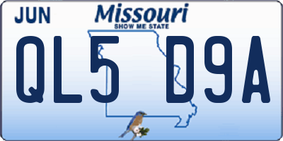 MO license plate QL5D9A