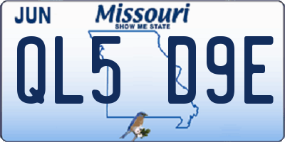 MO license plate QL5D9E