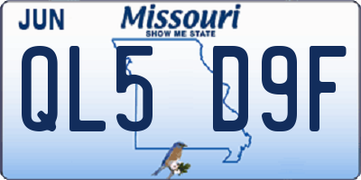 MO license plate QL5D9F