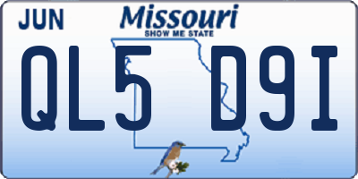 MO license plate QL5D9I