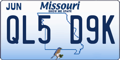 MO license plate QL5D9K