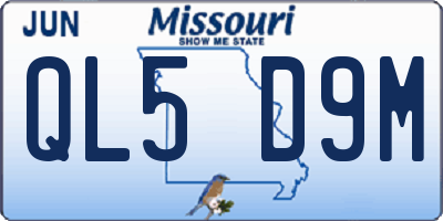MO license plate QL5D9M