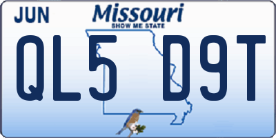 MO license plate QL5D9T