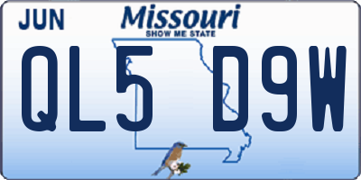 MO license plate QL5D9W