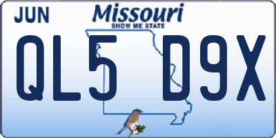 MO license plate QL5D9X