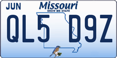 MO license plate QL5D9Z