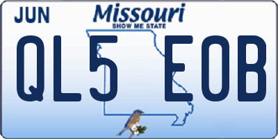 MO license plate QL5E0B