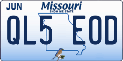 MO license plate QL5E0D