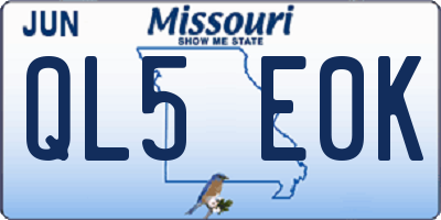 MO license plate QL5E0K