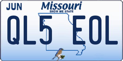 MO license plate QL5E0L