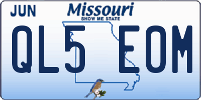 MO license plate QL5E0M