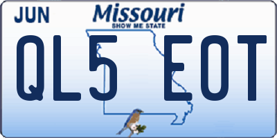 MO license plate QL5E0T