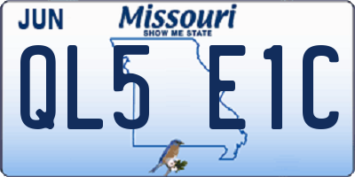 MO license plate QL5E1C