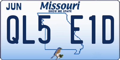MO license plate QL5E1D