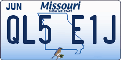 MO license plate QL5E1J