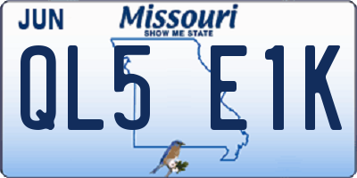 MO license plate QL5E1K