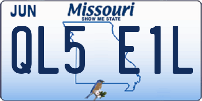 MO license plate QL5E1L