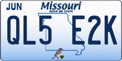 MO license plate QL5E2K