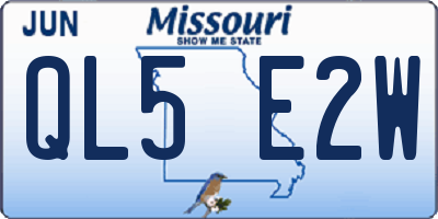 MO license plate QL5E2W