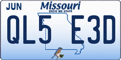 MO license plate QL5E3D