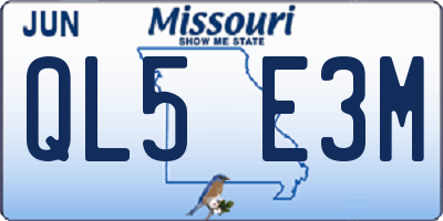 MO license plate QL5E3M