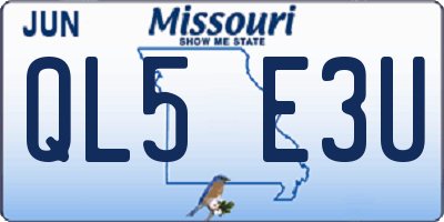 MO license plate QL5E3U
