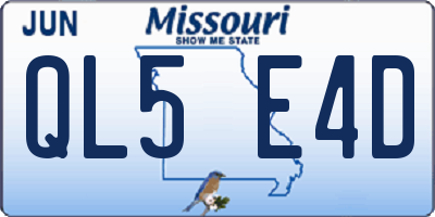 MO license plate QL5E4D