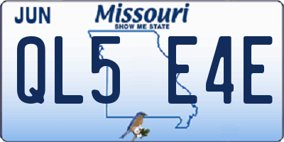 MO license plate QL5E4E