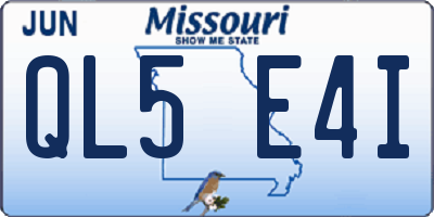 MO license plate QL5E4I