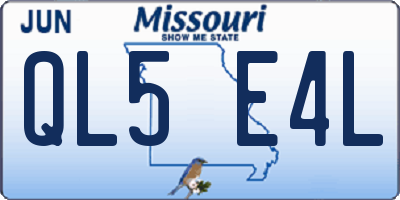 MO license plate QL5E4L