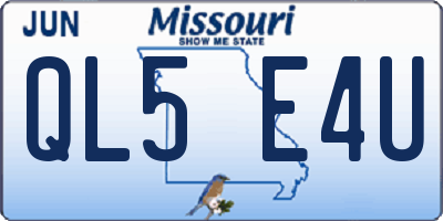 MO license plate QL5E4U