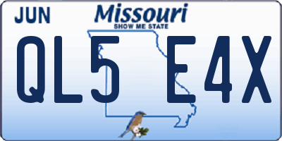 MO license plate QL5E4X