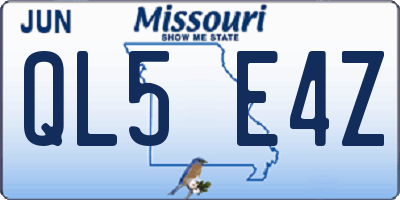 MO license plate QL5E4Z