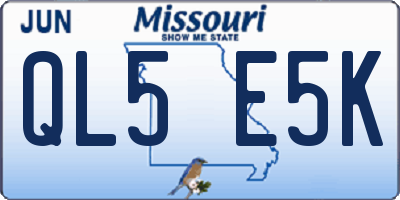 MO license plate QL5E5K