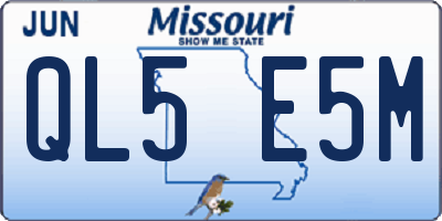 MO license plate QL5E5M