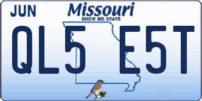 MO license plate QL5E5T