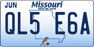 MO license plate QL5E6A
